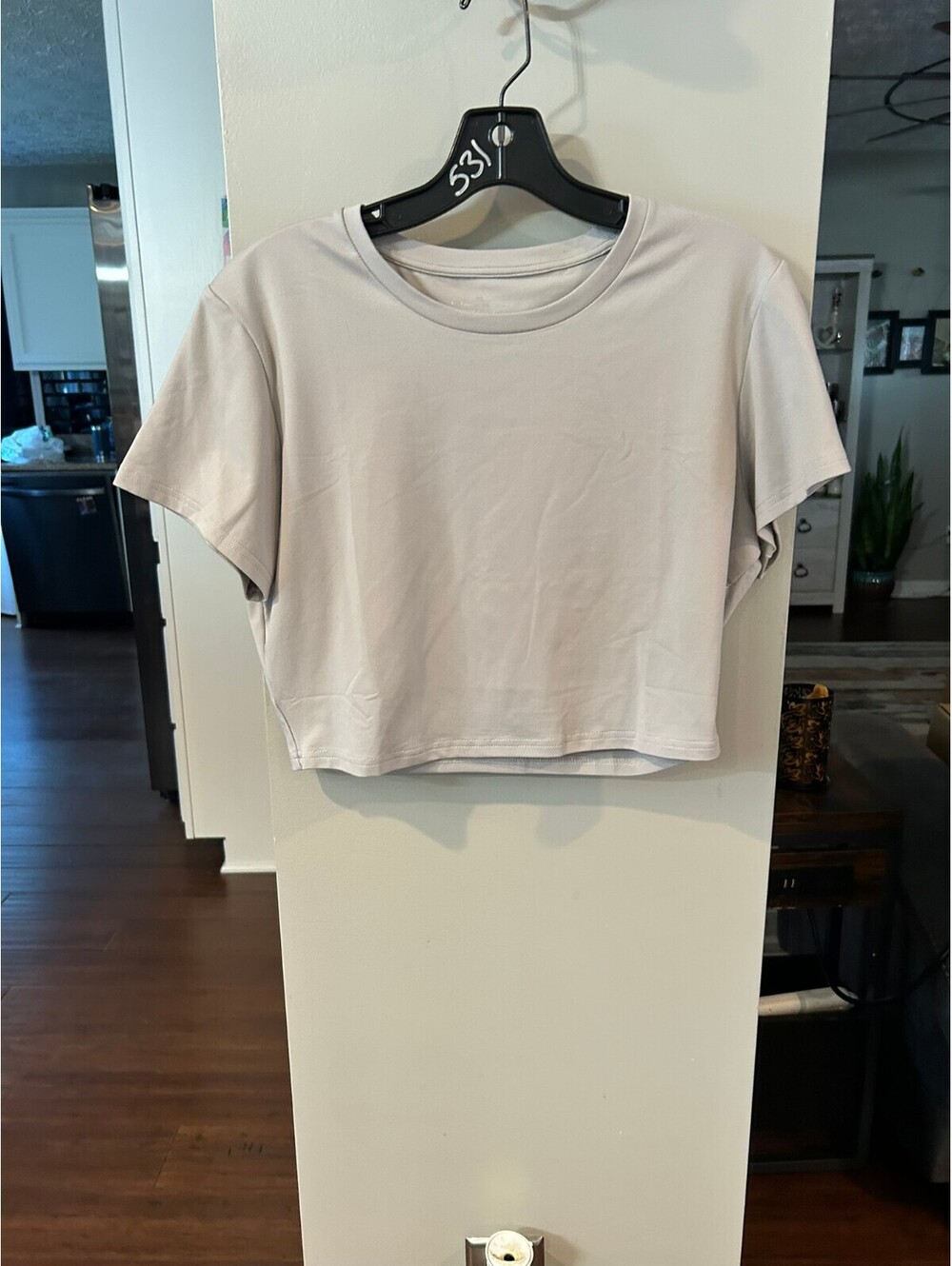 Women's XL Light Gray Cropped T-Shirt